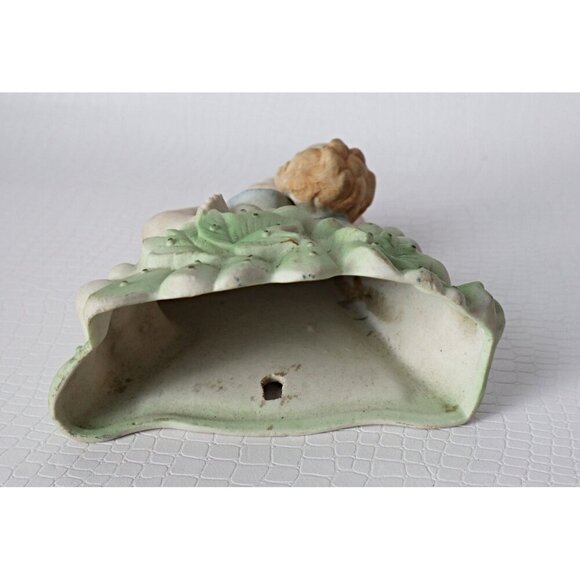 Vintage Occupied Japan Cherub Wall Pocket Planter Bisque - Picture 4 of 7